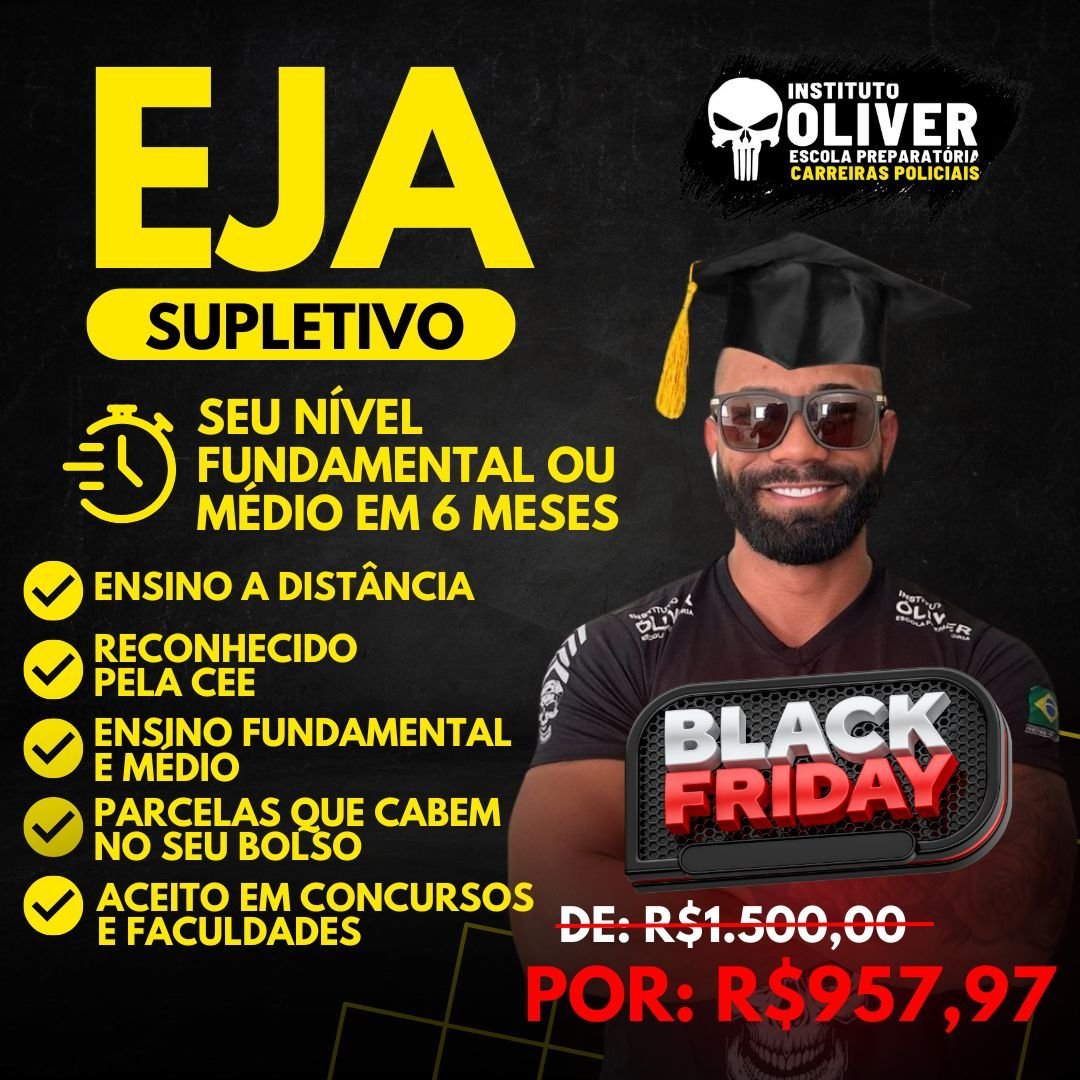 Curso EJA Supletivo Educacao de Jovens Adultos EAD Ensino Fundamental e ou Medio em 6 meses Instituto Oliver