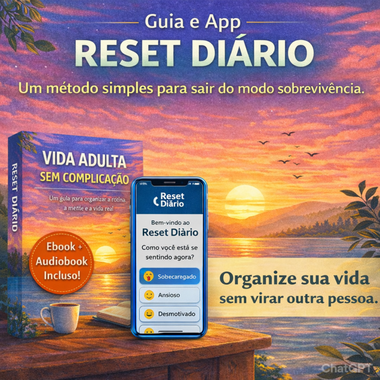 Guia e App – RESET DIÁRIO. Um método simples para sair do modo sobrevivência. Organize sua vida sem virar outra pessoa