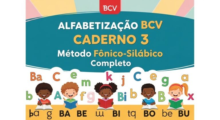 Alfabetização BCV Caderno 3 Método Fônico Silábico Completo
