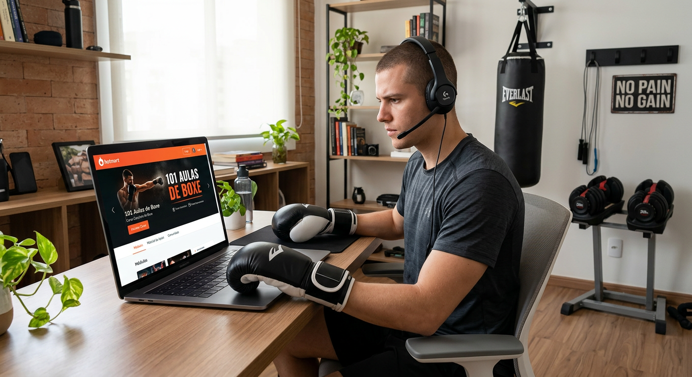 Usuário acessando o curso 101 Aulas de Boxe na plataforma Hotmart