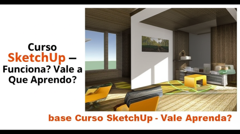 Close-up de um monitor exibindo um projeto arquitetônico detalhado em SketchUp, com múltiplas janelas e ferramentas abertas, sugerindo complexidade e precisão no trabalho. Ao fundo, um teclado e mouse em ambiente de escritório.