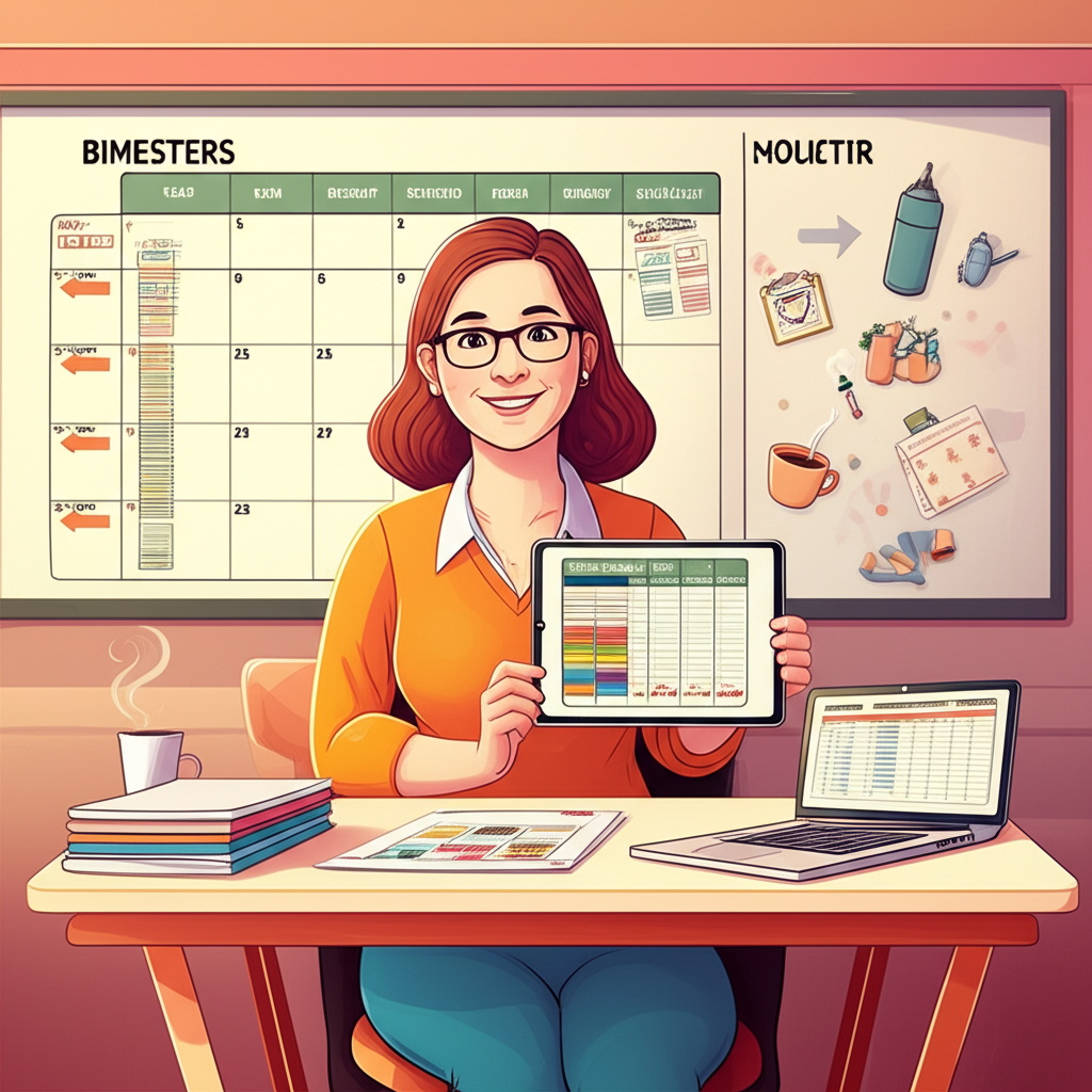 Professor(a) sorrindo ao usar planejamentos BNCC 2026 no tablet, simbolizando tranquilidade e ganho de tempo.