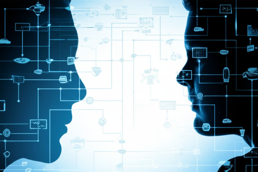 TI Total – É Grátis Como Baixar Acesso Download 1 Representação visual de um especialista técnico analisando um diagrama de fluxo de dados que ilustra um método de aprendizado estruturado, com blocos interligados de teoria, prática e revisão, simbolizando a engenharia do curso TI Total.