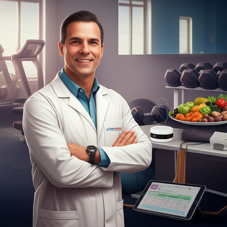 Clube da Testo: Funciona Mesmo? A Auditoria Final para Homens Modernos 2 Dr. Alessandro Lemos Passos Loiola, criador do Clube da Testo, em um ambiente de academia moderna com símbolos de sono, nutrição, treino e otimização hormonal.