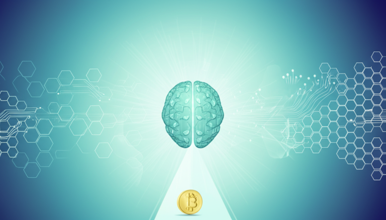 Bitcoin Black Pill – É Grátis Como Baixar Acesso Download 4 Ilustração abstrata de uma mente clara e serena, com luz emanando, conectada a símbolos digitais de finanças e um caminho guiado para o Bitcoin, representando soberania financeira e aprendizado descomplicado.