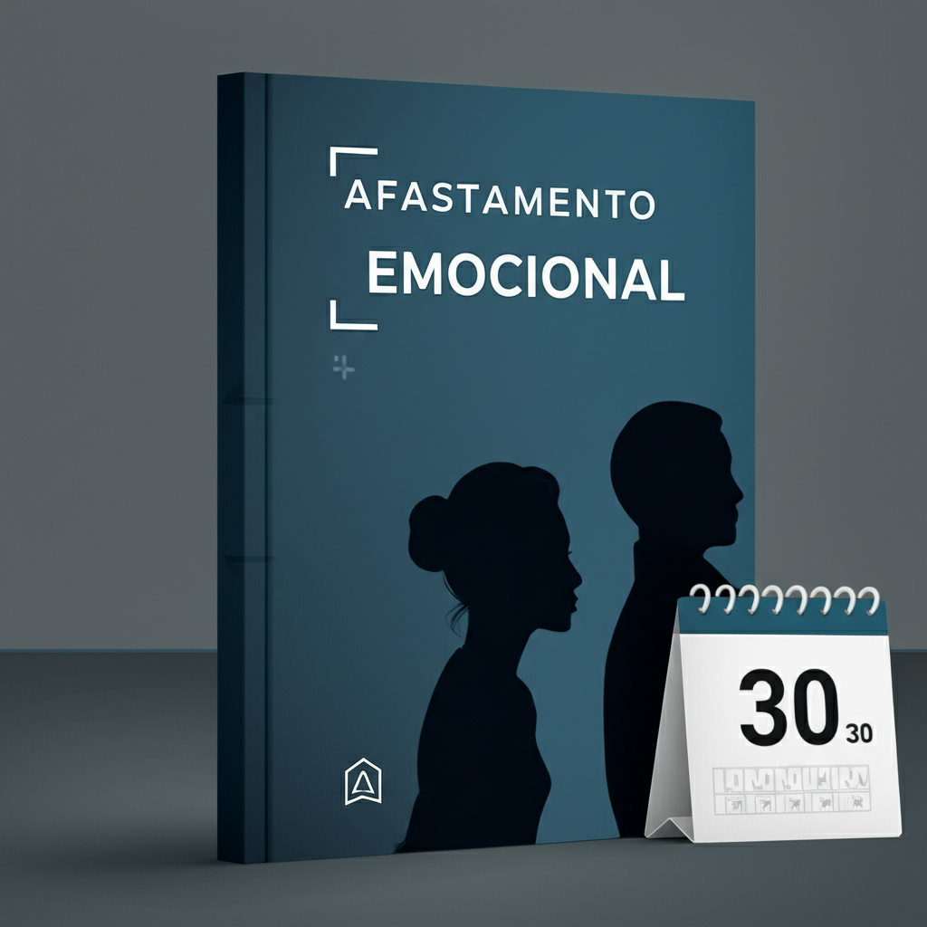 Capa do eBook Afastamento Emocional com duas silhuetas afastadas e um calendário de 30 dias ao fundo.