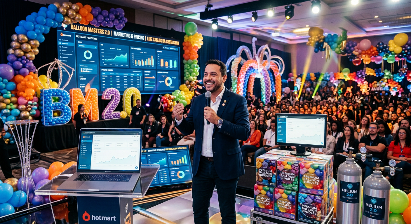 Luiz Carlos da Costa Silva apresentando a Universidade Cenário Balões 2.0 entre cenários de balões avançados e ferramentas de gestão de negócios.