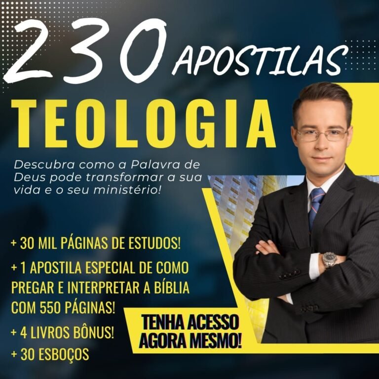 Imagem ilustrativa das 230 apostilas de teologia em PDF com bônus e esboços de pregação, oferecidas pelo Instituto de Educação Teológica Bereana