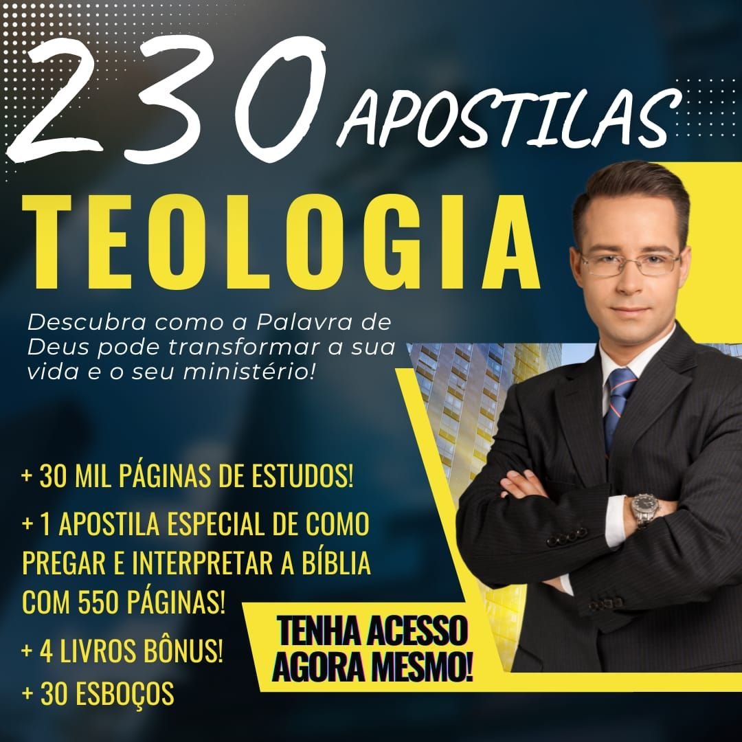 Imagem ilustrativa das 230 apostilas de teologia em PDF com bônus e esboços de pregação, oferecidas pelo Instituto de Educação Teológica Bereana
