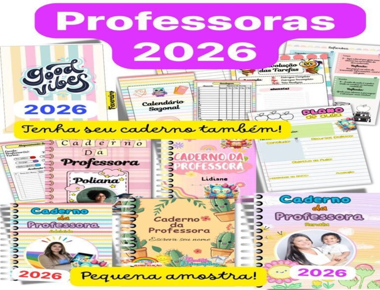 Capa do produto Caderno da Professora 2026 + Sondagem Diagnóstica 🍎📚