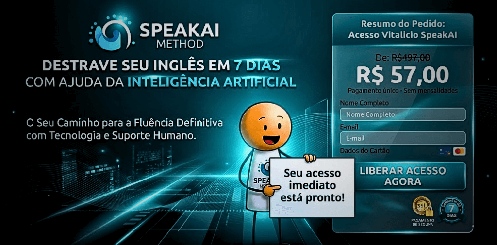 Capa do produto Método SpeakAI - Inglês Fácil - hotmart