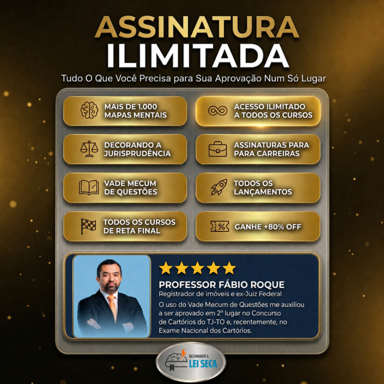 Assinatura Ilimitada Decorando a Lei Seca: 70k Questões, Flashcards e Garantia 7 Dias