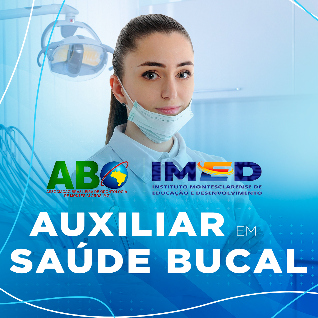 Imagem promocional do curso Auxiliar em Saúde Bucal, destacando capacitação online com garantia de 7 dias