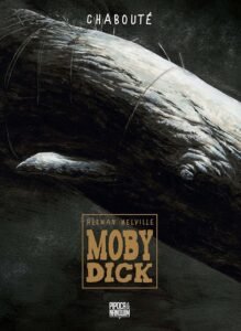 Capa dura do livro Moby Dick edição exclusiva Amazon, ilustrada por Christophe Chabouté, com título em destaque e visual impressionante