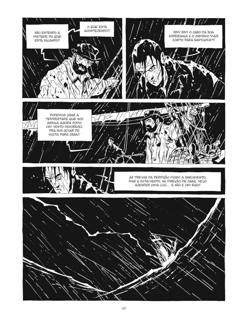 Capa dura da edição exclusiva em português de Moby Dick, quadrinho de Christophe Chabouté