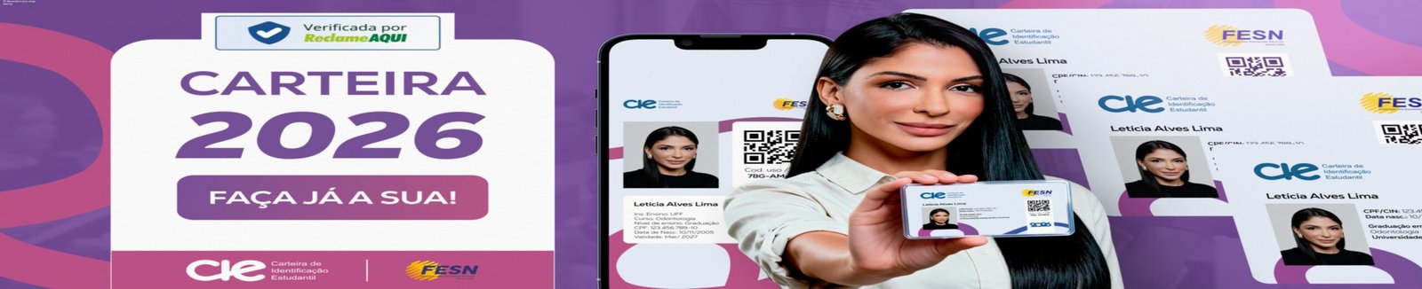 Carteira de Identificação Estudantil CIE mostrada em celular, demonstrando acesso rápido à meia entrada em shows e cinema