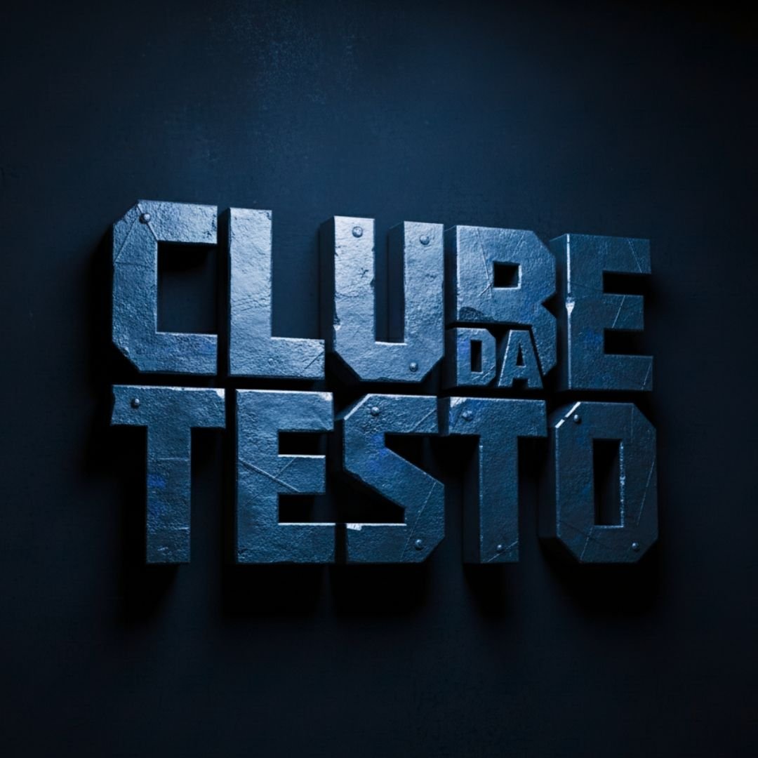 Dr. Alessandro Lemos Passos Loiola presenting the Clube da Testo program in a gym‑lab environment with scientific and health icons.