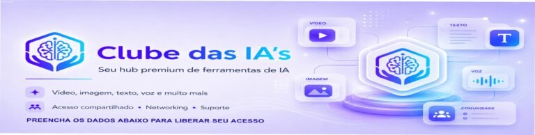 Imagem mostrando o Clube das IA's reunindo ferramentas de IA premium para criadores, destacando economia e centralização