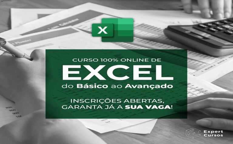 Aluno usando Excel avançado com Power Query e IA em ambiente corporativo