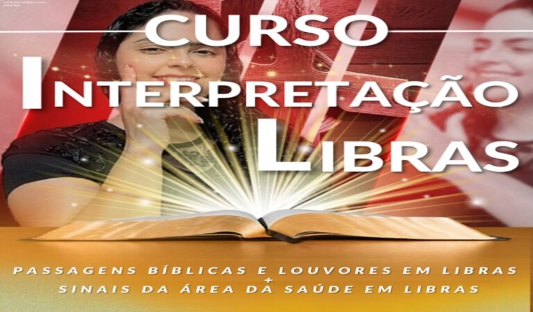 Imagem do curso de Libras com Bíblia e louvores mostrando a professora Daylândia Moura Carvalho e destaque para fluência rápida e prática religiosa