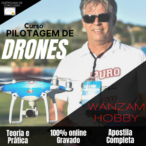 Drone voando seguro com Wanzam Hobby — curso prático de pilotagem para iniciantes