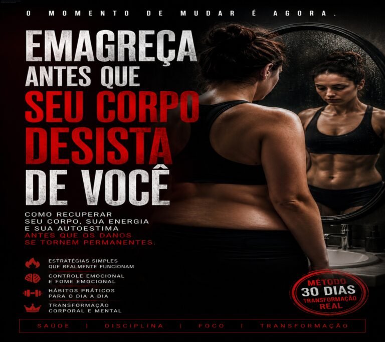 Capa do livro Emagreça Antes Que Seu Corpo Desista mostrando pessoa feliz com energia renovada