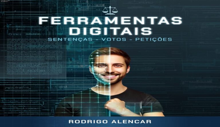 Profissional jurídico usando ferramentas digitais com IA para criar sentenças, votos e despachos de forma rápida