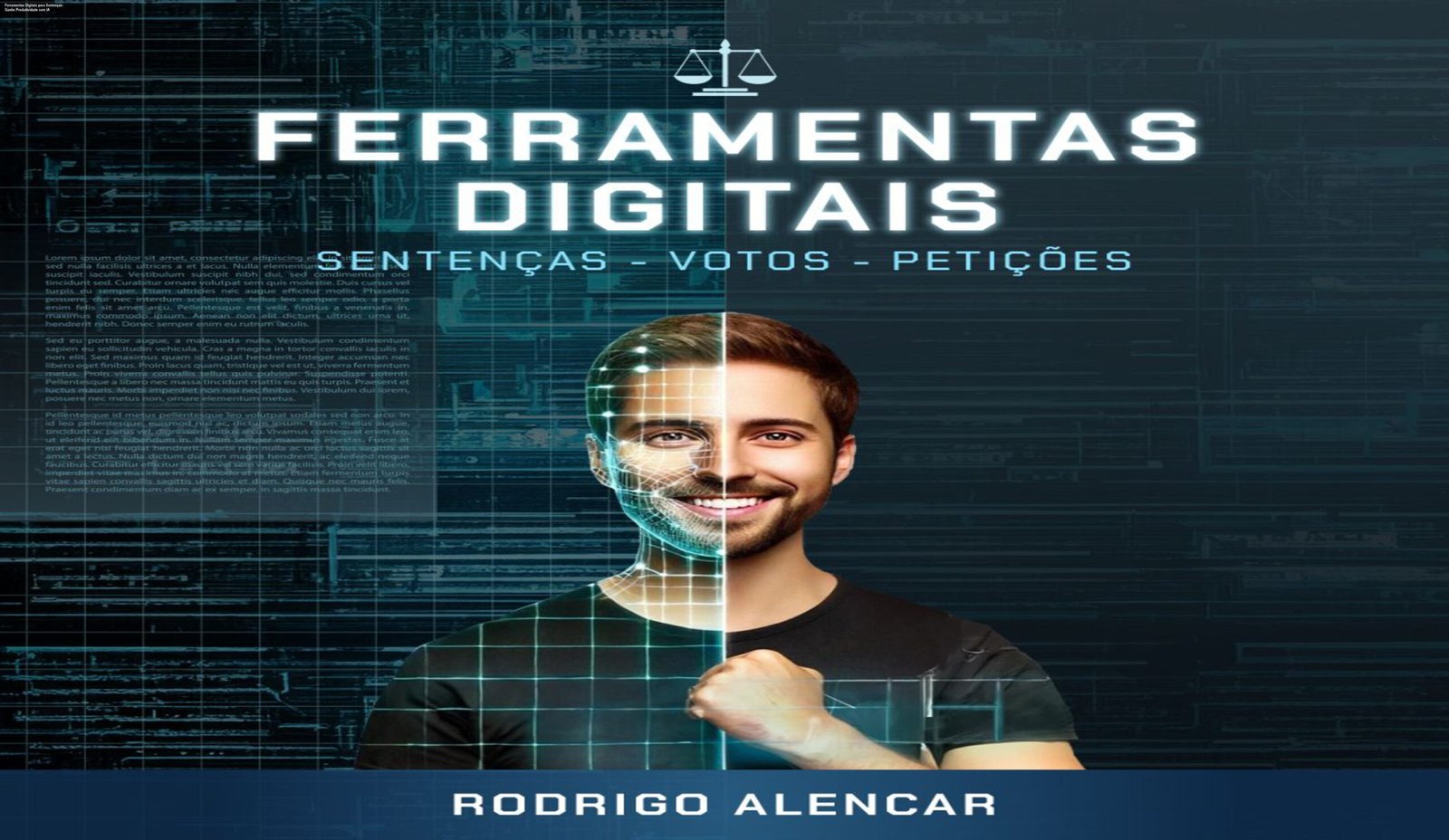 Profissional jurídico usando ferramentas digitais com IA para criar sentenças, votos e despachos de forma rápida