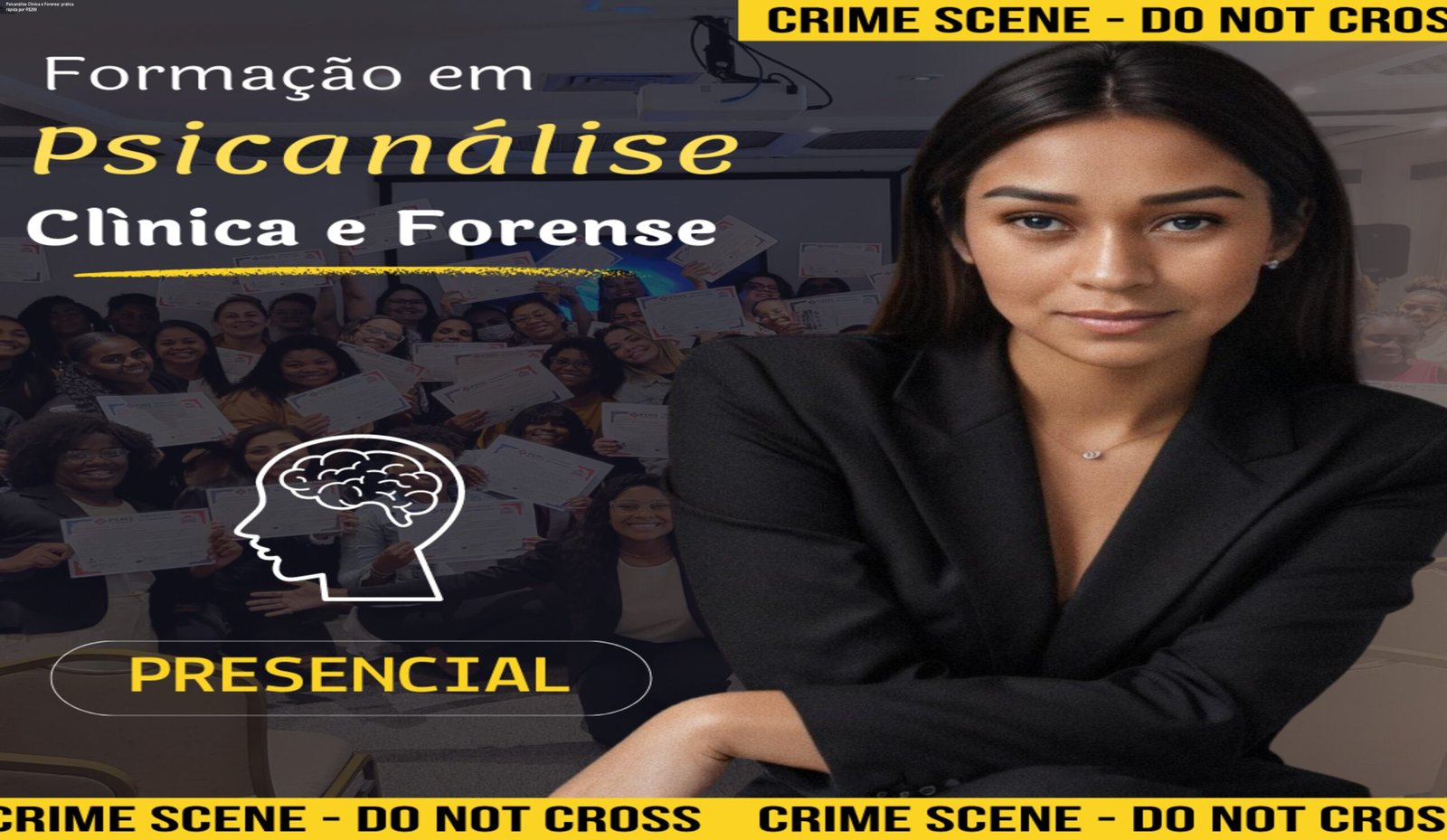 Imagem da formação em Psicanálise Clínica e Forense mostrando profissionais aplicando técnicas forenses e clínicas com foco rápido e custo acessível