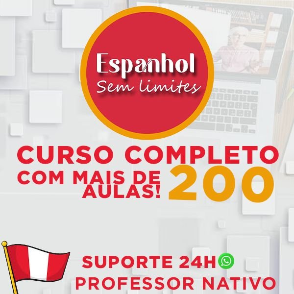 Ilustração de Harry Martin Quispe Cahuana, professor nativo de espanhol, conduzindo aula ao vivo online com suporte via WhatsApp e materiais extras.