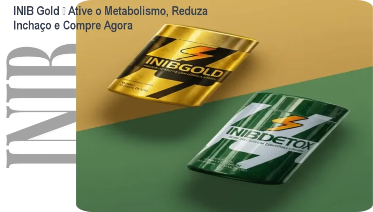 Frasco de INIB Gold em cápsulas, mostrando como o suplemento natural ajuda a ativar o metabolismo e reduzir o inchaço