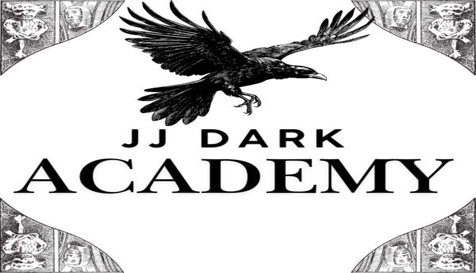 Imagem promocional da JJ Dark Academy mostrando a criação de canais anônimos no YouTube para ganhar em dólares