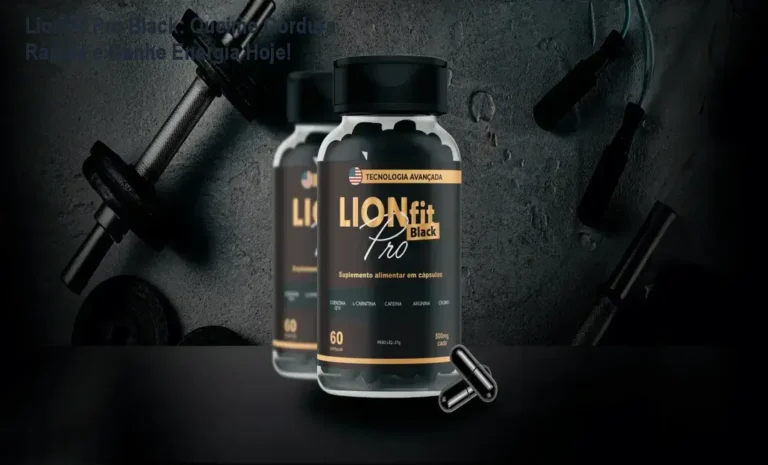 Frasco de LionFit Pro Black mostrando cápsulas para queima de gordura e aumento de energia