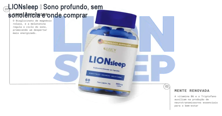 Frasco de LIONsleep cápsulas ao lado de uma cama, mostrando o suplemento para sono profundo sem sonolência diurna