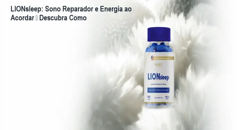 Frasco de LIONsleep ao lado de travesseiro, mostrando como o suplemento ajuda a ter sono reparador