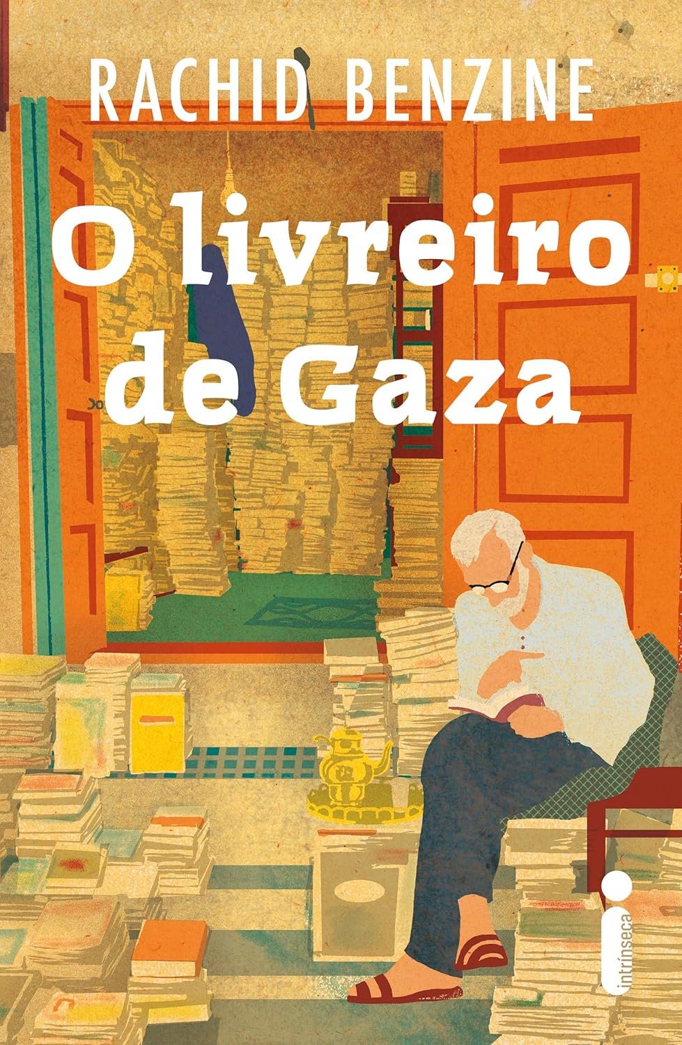 Capa do livro O livreiro de Gaza de Rachid Benzine, mostrando um livreiro em cenário de Gaza