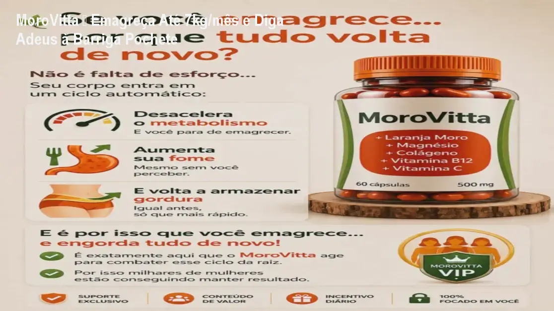 Frasco de MoroVitta mostrando cápsulas para queima de gordura e firmeza da pele
