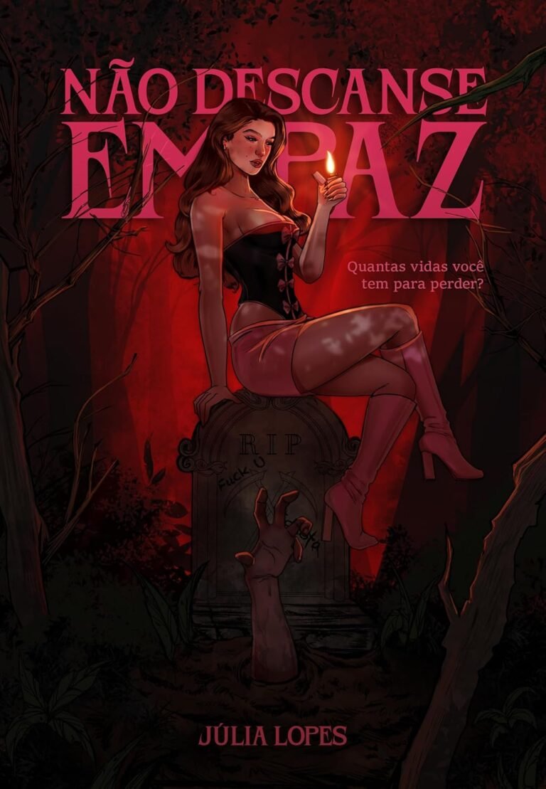 Capa do livro Não Descanse em Paz de Júlia Lopes com personagens em silhueta e clima gótico