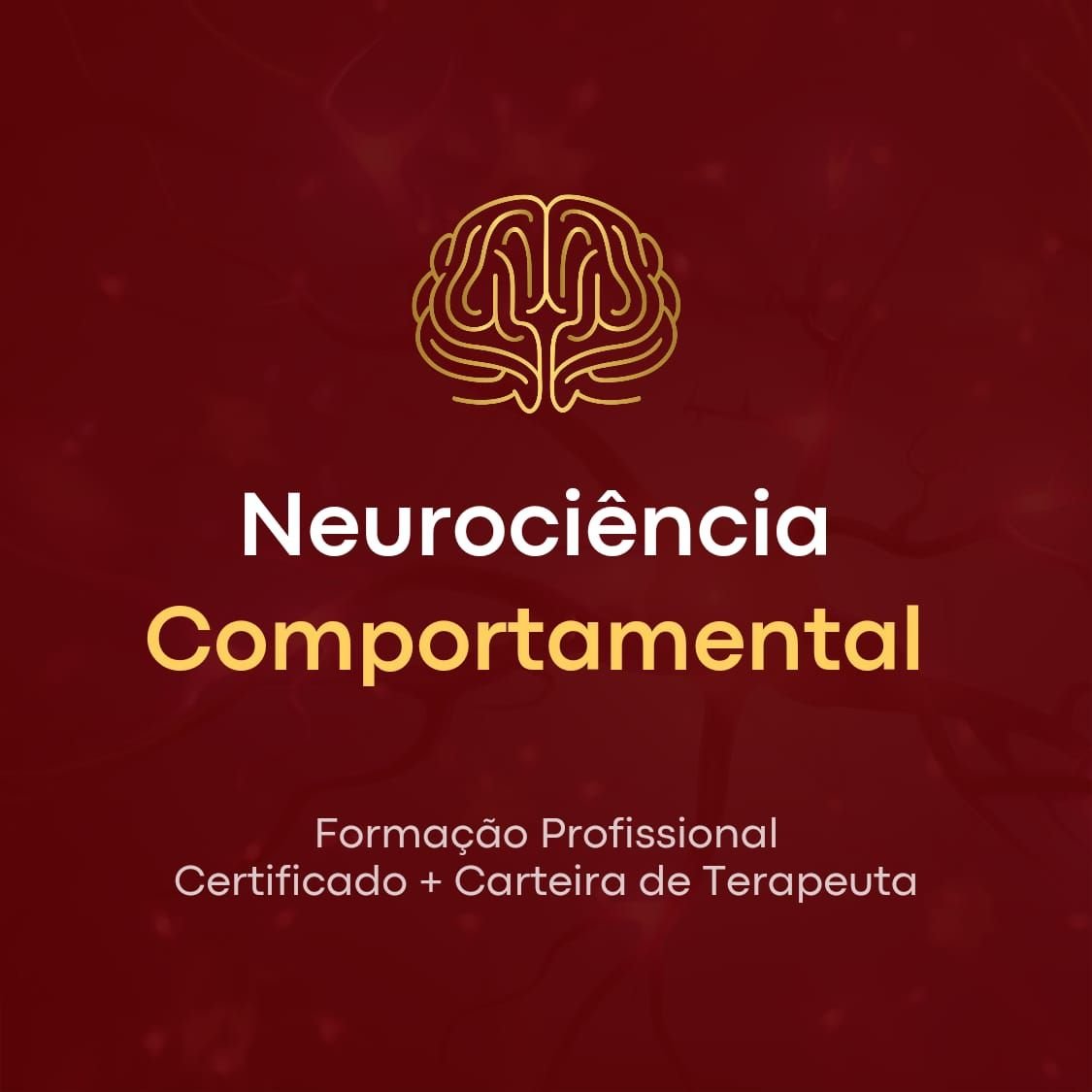Ilustração de um cérebro com áreas iluminadas, símbolos de terapia e aprendizagem, e os nomes dos professores Francisco Miguel Kessler e Ana Esteves, representando o curso de Neurociência Comportamental do Instituto Saber Consciente.