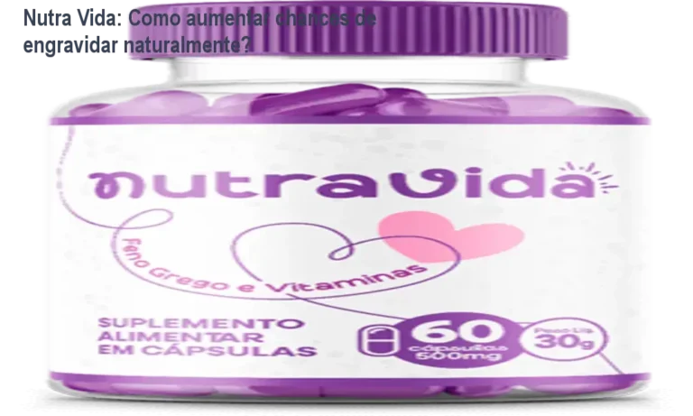 Frasco de Nutra Vida ao lado de cápsulas, símbolo de apoio à fertilidade feminina