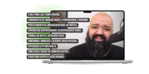 Capa do curso O Senhor das LLMs mostrando Caio Gomes ensinando construção prática de LLMs com garantia de 7 dias