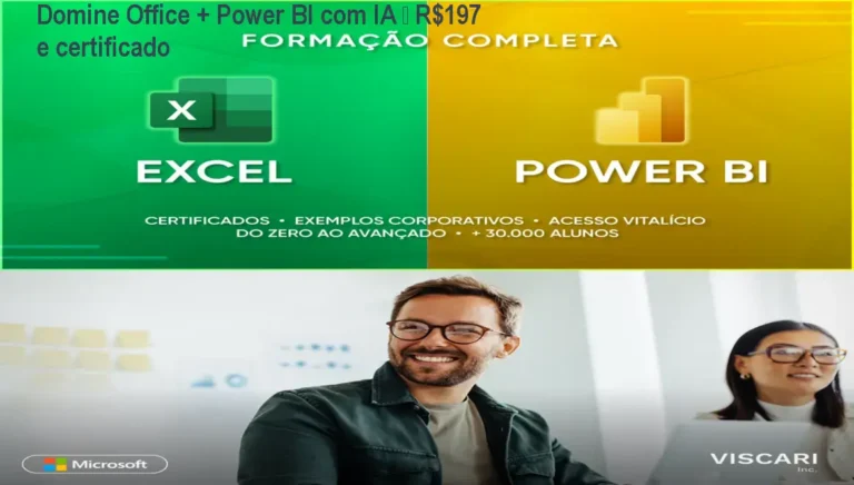 Curso Pacote Office + Power BI com IA, aprendizado prático para melhorar produtividade no trabalho