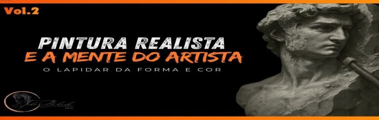 Curso avançado de pintura realista de esculturas, mostrando o artista refinando forma e cor em uma peça detalhada