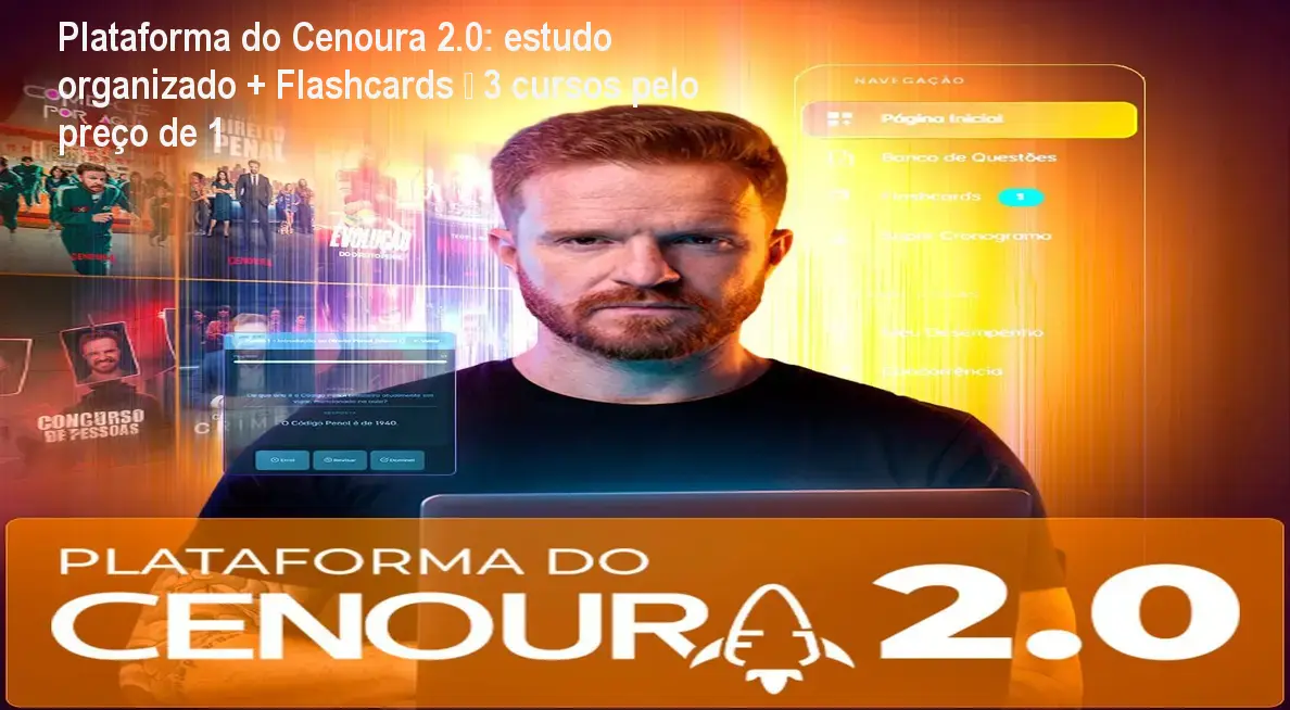 Imagem da Plataforma do Cenoura 2.0 mostrando o painel de flashcards e mapas mentais usados por estudantes para provas da FGV