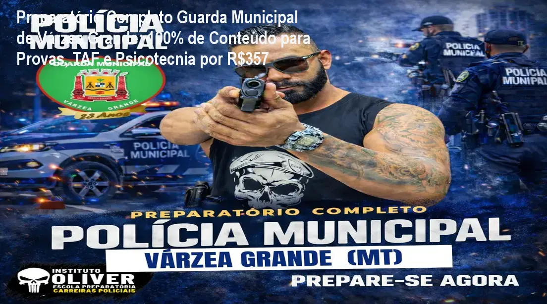 Imagem do material do Preparatório Completo Guarda Municipal de Várzea Grande mostrando apostilas e vídeo aulas