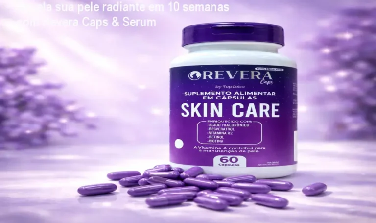 Mulher madura aplicando o sérum Revera e mostrando pele mais firme e iluminada após 10 semanas