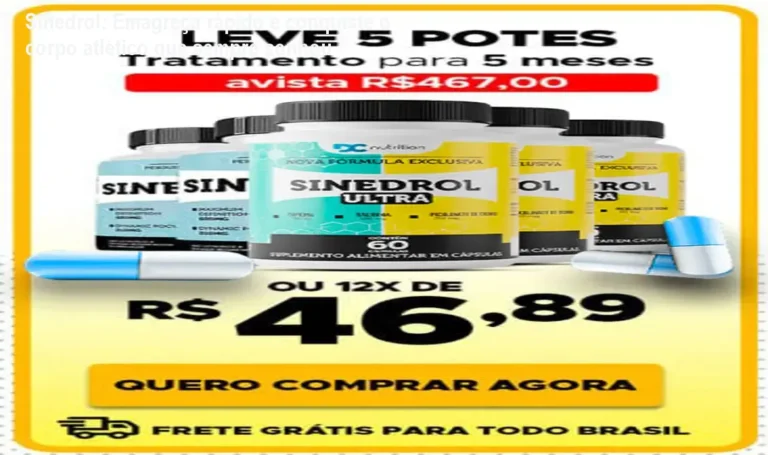 Frasco de Sinedrol com cápsulas mostrando a fórmula queima de gordura e definição muscular