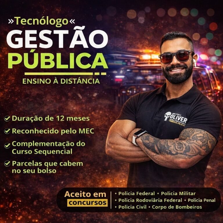 Estudante online concluindo o Tecnólogo em Gestão Pública em 12 meses pelo Instituto Óliver