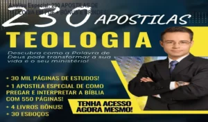 Capa informativa sobre o tema 230 APOSTILAS DE TEOLOGIA EM PDF + BÔNUS E BRINDES!