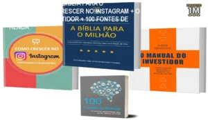 Capa informativa sobre o tema A BÍBLIA PARA O MILHÃO + COMO CRESCER NO INSTAGRAM + O MANUAL DO INVESTIDOR + 100 FONTES DE RENDA